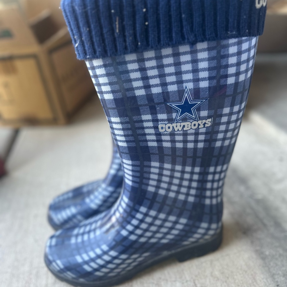 Dallas Cowboys Blue Plaid Women's Rain Boots